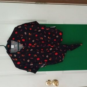 NWT! Trick r Treat button down tie-waist shirt Size XL